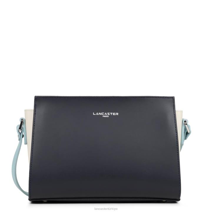 kadınlar çapraz çanta pürüzsüz bleu fonce-ecru-bleu ciel Lancaster Paris çanta H0LP775