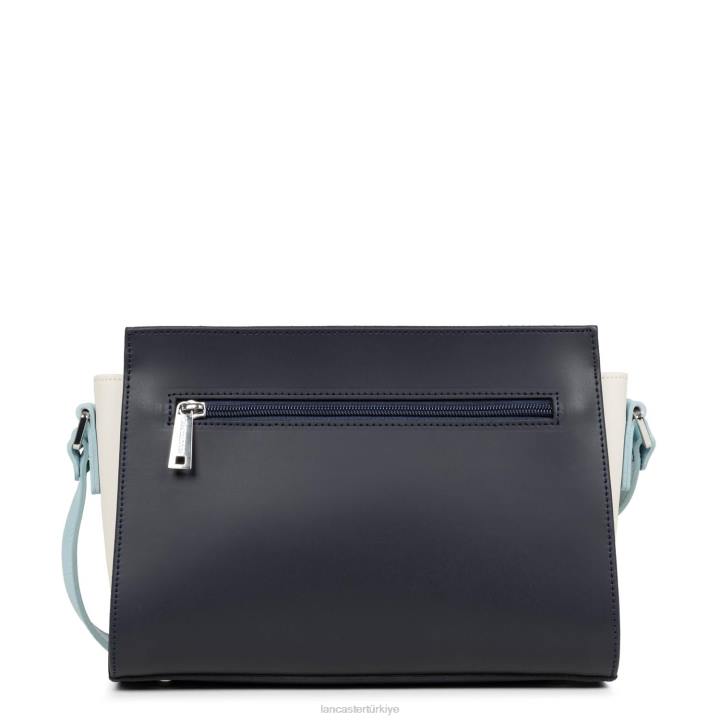 kadınlar çapraz çanta pürüzsüz bleu fonce-ecru-bleu ciel Lancaster Paris çanta H0LP775