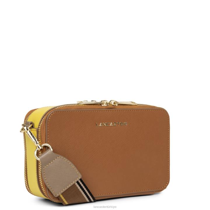 kadınlar çapraz askılı çanta Saffiano imzası deve sarısı vison Lancaster Paris çanta H0LP2077
