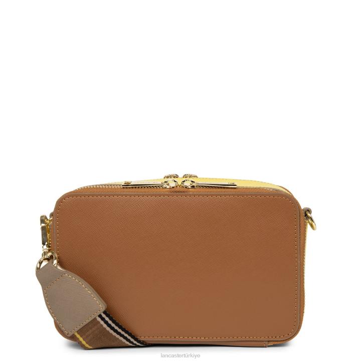 kadınlar çapraz askılı çanta Saffiano imzası deve sarısı vison Lancaster Paris çanta H0LP2077
