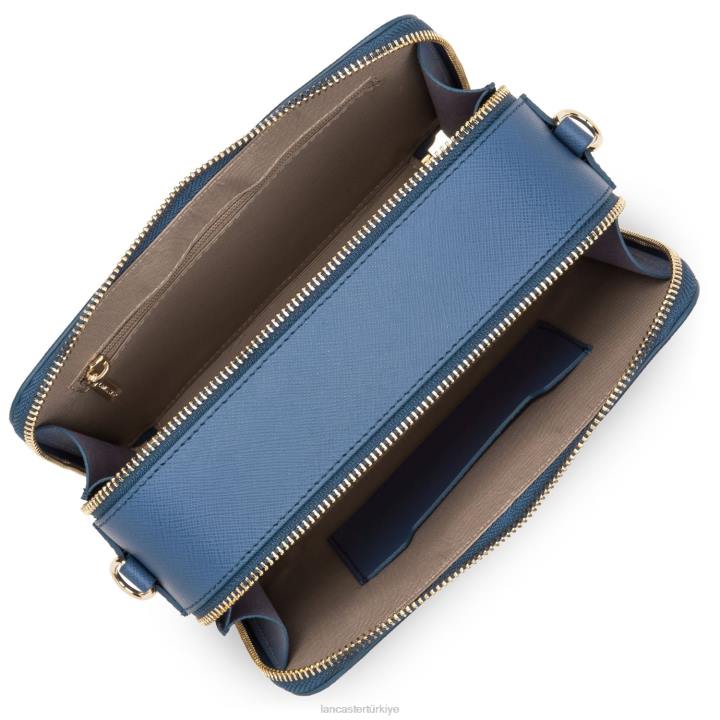 kadınlar çapraz askılı çanta Saffiano imzası mavi kot Lancaster Paris çanta H0LP2076