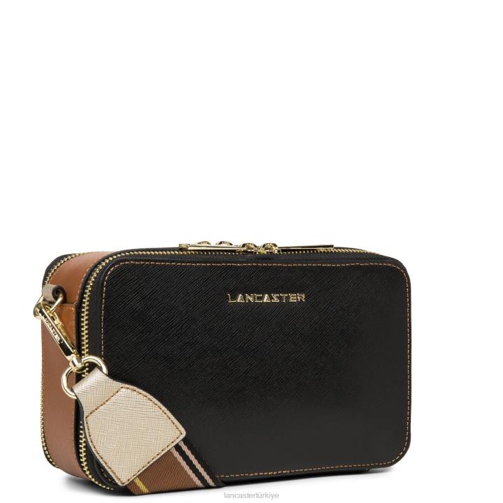 kadınlar çapraz askılı çanta Saffiano imzası noir-deve-şampanya Lancaster Paris çanta H0LP2079
