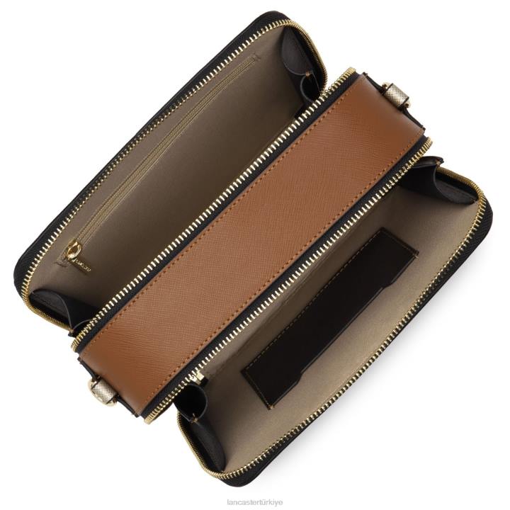 kadınlar çapraz askılı çanta Saffiano imzası noir-deve-şampanya Lancaster Paris çanta H0LP2079