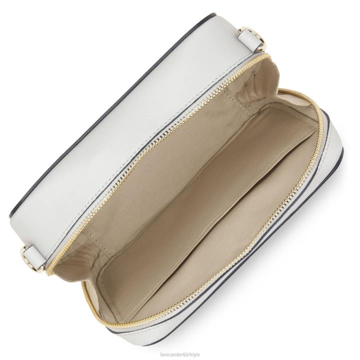 kadınlar çapraz askılı çanta Saffiano imzası yeni bleu camgöbeği-gris perle-bleu fonce Lancaster Paris çanta H0LP2104