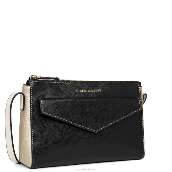 kadınlar çapraz askılı çanta Saffiano imzası yeni noir-şampanya-fildişi Lancaster Paris çanta H0LP2091