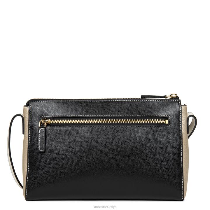 kadınlar çapraz askılı çanta Saffiano imzası yeni noir-şampanya-fildişi Lancaster Paris çanta H0LP2091