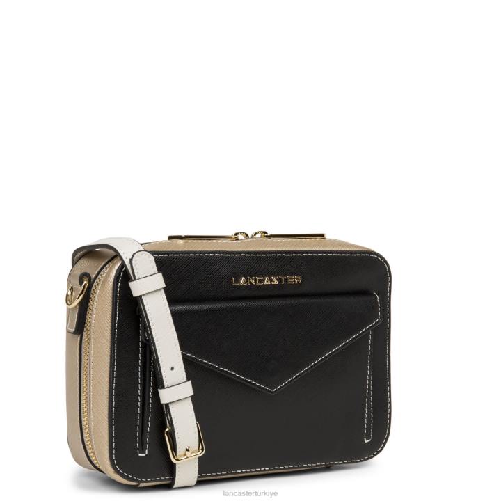 kadınlar çapraz askılı çanta Saffiano imzası yeni noir-şampanya-fildişi Lancaster Paris çanta H0LP2097