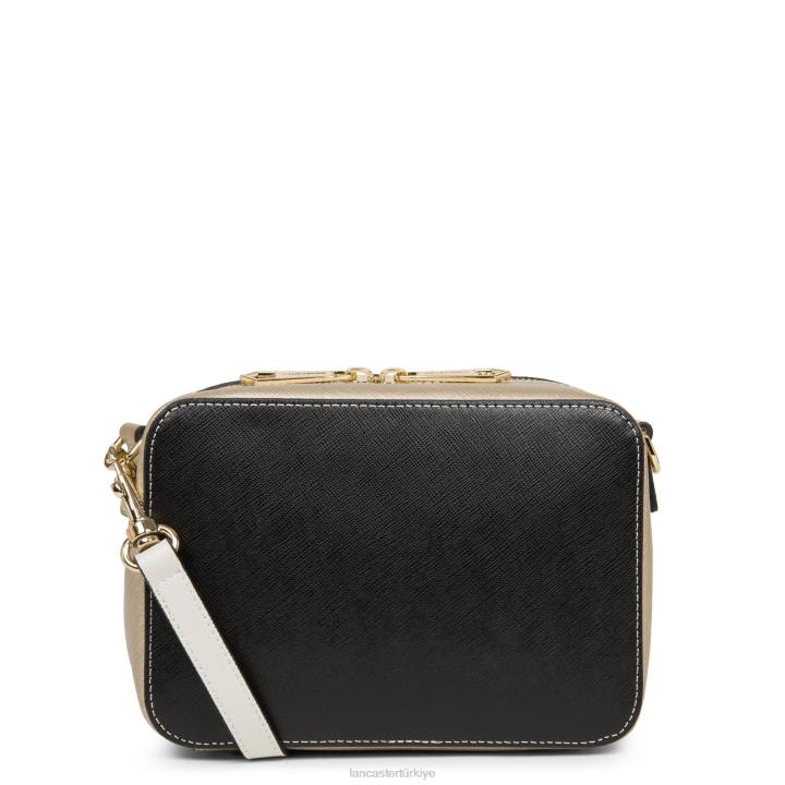 kadınlar çapraz askılı çanta Saffiano imzası yeni noir-şampanya-fildişi Lancaster Paris çanta H0LP2097