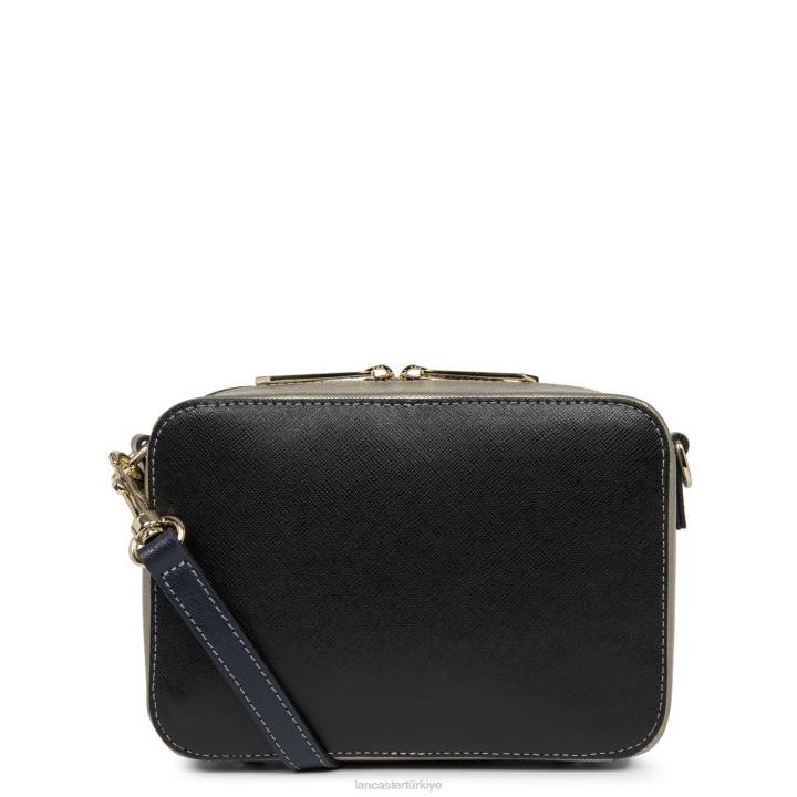 kadınlar çapraz askılı çanta Saffiano imzası yeni noir-gun metal-bleu fonce Lancaster Paris çanta H0LP2099