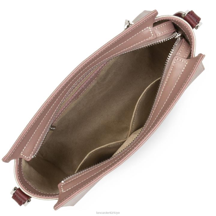 kadınlar çapraz askılı çanta Saffiano intemporel gül antika-şampanya-bordo Lancaster Paris çanta H0LP807