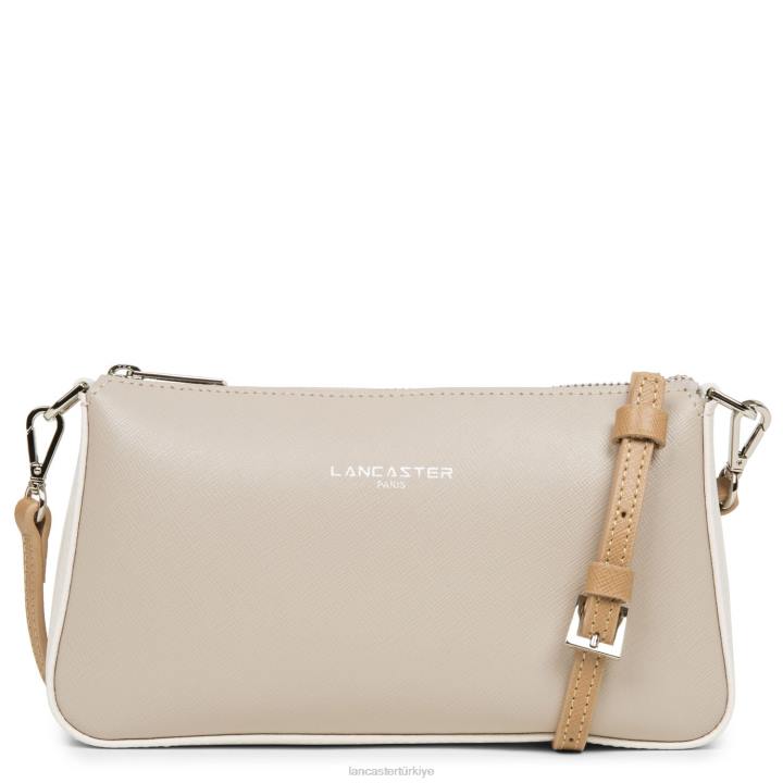 kadınlar çapraz askılı çanta Saffiano intemporel galet rose-ekru-çıplak Lancaster Paris çanta H0LP1944