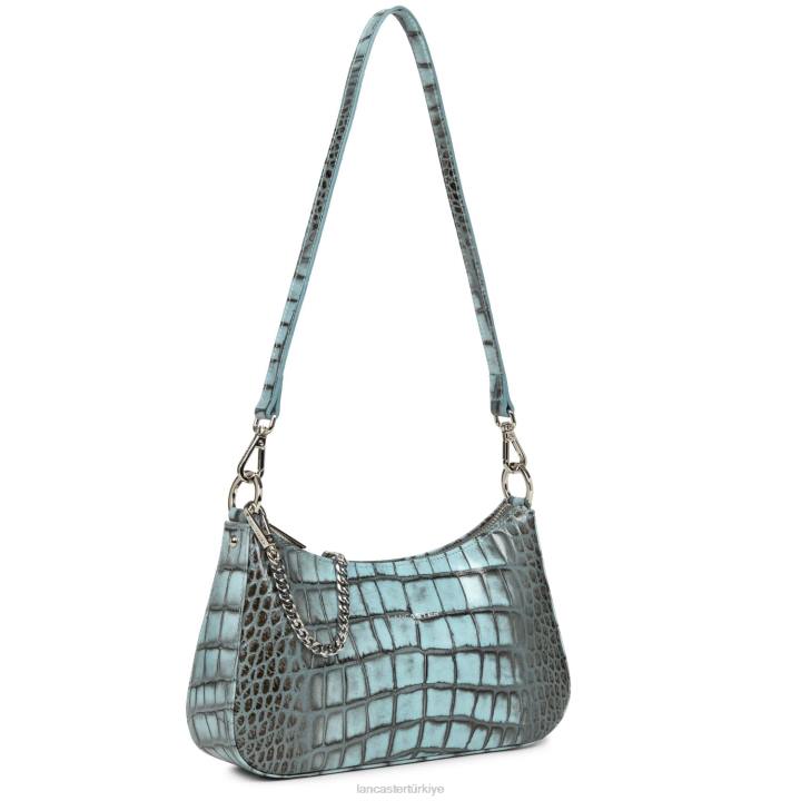 kadınlar çapraz askılı çanta croco hors serisi Ciel Cendre Lancaster Paris çanta H0LP2023