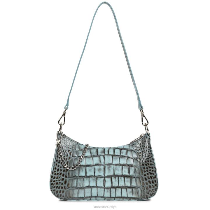 kadınlar çapraz askılı çanta croco hors serisi Ciel Cendre Lancaster Paris çanta H0LP2023