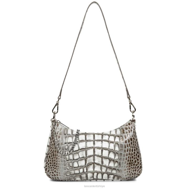 kadınlar çapraz askılı çanta croco hors serisi beyaz cendre Lancaster Paris çanta H0LP2022