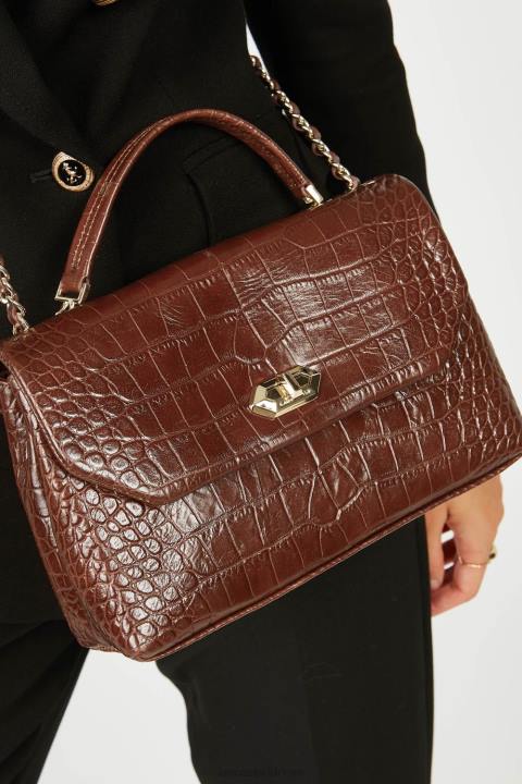 kadınlar çapraz askılı çanta egzotik lezard ve timsah cn pah23 chataigne Lancaster Paris çanta H0LP1482