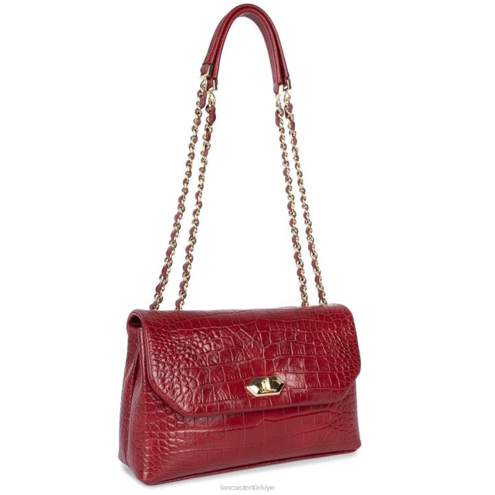 kadınlar çapraz askılı çanta egzotik lezard ve timsah cn pah23 kırmızı Lancaster Paris çanta H0LP1483