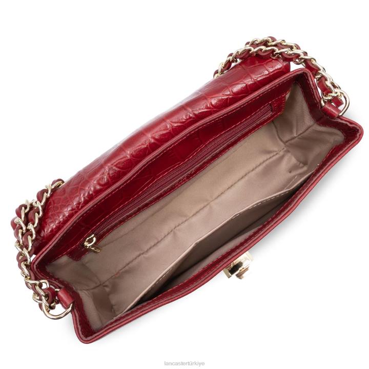 kadınlar çapraz askılı çanta egzotik lezard ve timsah cn pah23 kırmızı Lancaster Paris çanta H0LP1483
