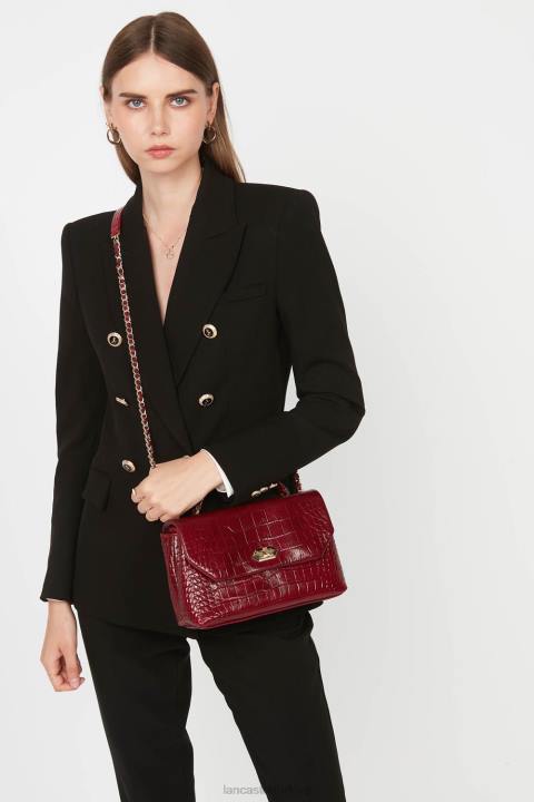 kadınlar çapraz askılı çanta egzotik lezard ve timsah cn pah23 kırmızı Lancaster Paris çanta H0LP1483