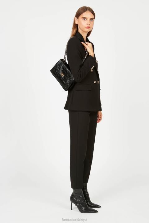 kadınlar çapraz askılı çanta egzotik lezard ve timsah cn pah23 kara Lancaster Paris çanta H0LP1481