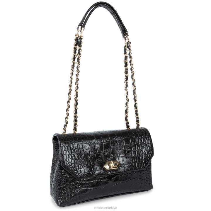 kadınlar çapraz askılı çanta egzotik lezard ve timsah cn pah23 kara Lancaster Paris çanta H0LP1481