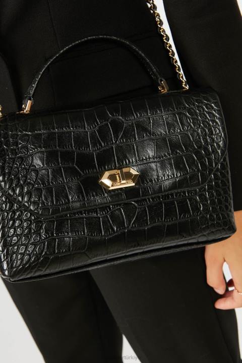 kadınlar çapraz askılı çanta egzotik lezard ve timsah cn pah23 kara Lancaster Paris çanta H0LP1481