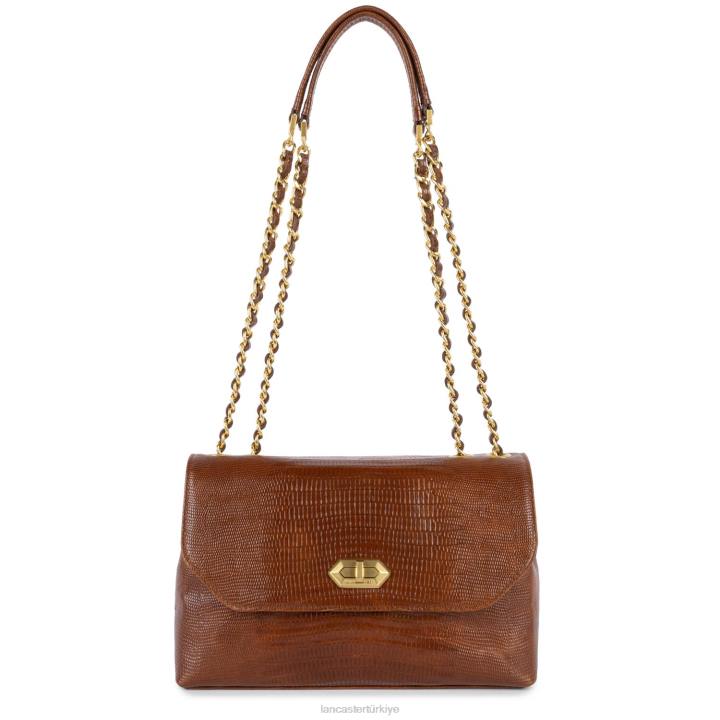 kadınlar çapraz askılı çanta egzotik lezard ve timsah cn pah23 konyak-lezard Lancaster Paris çanta H0LP1484
