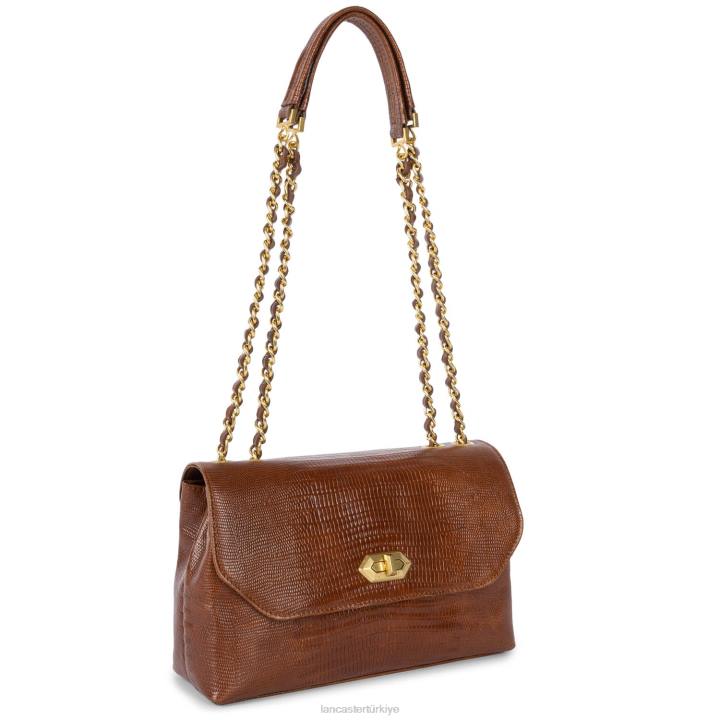 kadınlar çapraz askılı çanta egzotik lezard ve timsah cn pah23 konyak-lezard Lancaster Paris çanta H0LP1484