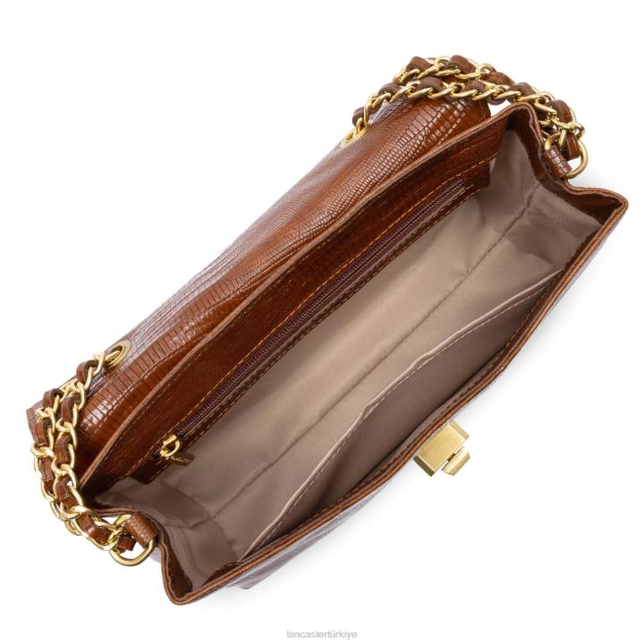 kadınlar çapraz askılı çanta egzotik lezard ve timsah cn pah23 konyak-lezard Lancaster Paris çanta H0LP1484