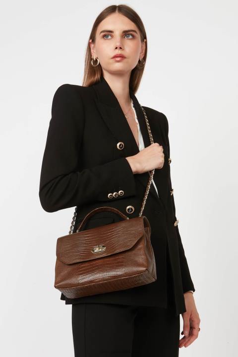 kadınlar çapraz askılı çanta egzotik lezard ve timsah cn pah23 konyak-lezard Lancaster Paris çanta H0LP1484