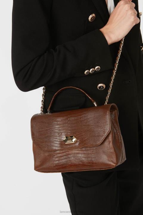 kadınlar çapraz askılı çanta egzotik lezard ve timsah cn pah23 konyak-lezard Lancaster Paris çanta H0LP1484
