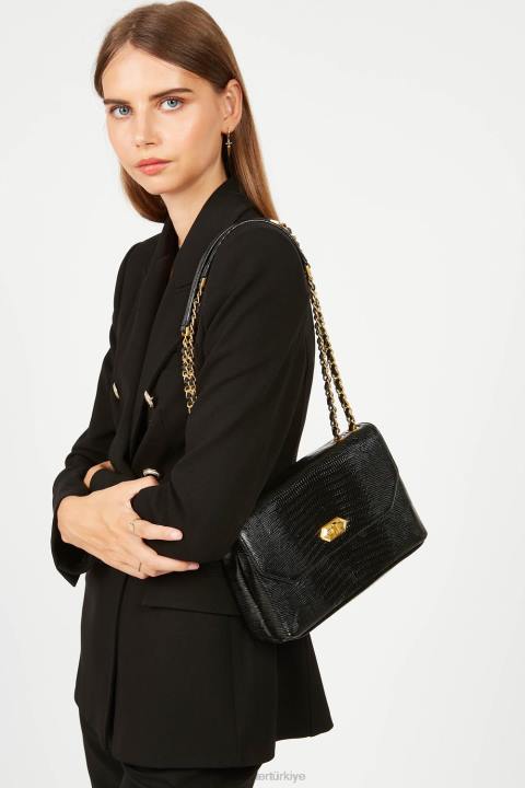 kadınlar çapraz askılı çanta egzotik lezard ve timsah cn pah23 noir-lezard Lancaster Paris çanta H0LP1480