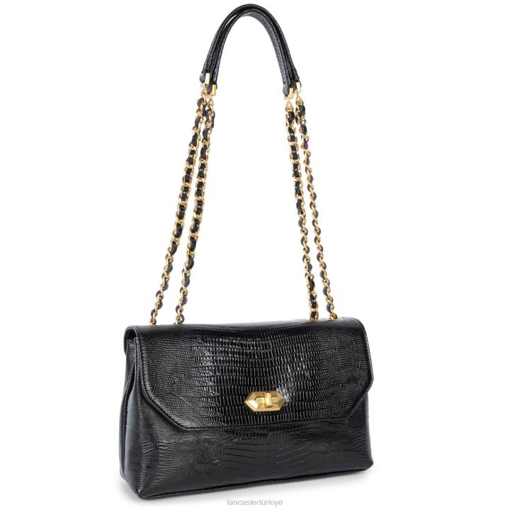kadınlar çapraz askılı çanta egzotik lezard ve timsah cn pah23 noir-lezard Lancaster Paris çanta H0LP1480