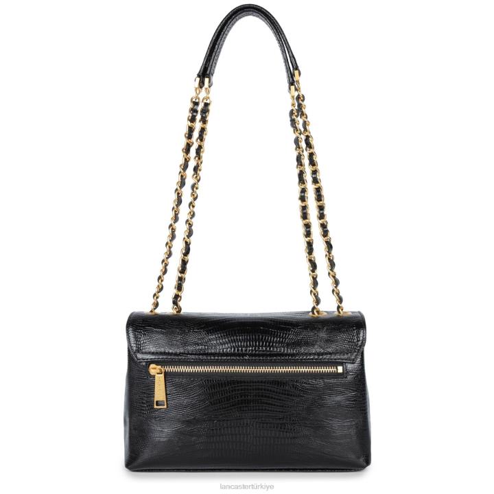 kadınlar çapraz askılı çanta egzotik lezard ve timsah cn pah23 noir-lezard Lancaster Paris çanta H0LP1480