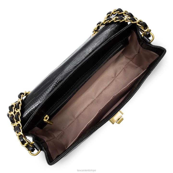 kadınlar çapraz askılı çanta egzotik lezard ve timsah cn pah23 noir-lezard Lancaster Paris çanta H0LP1480