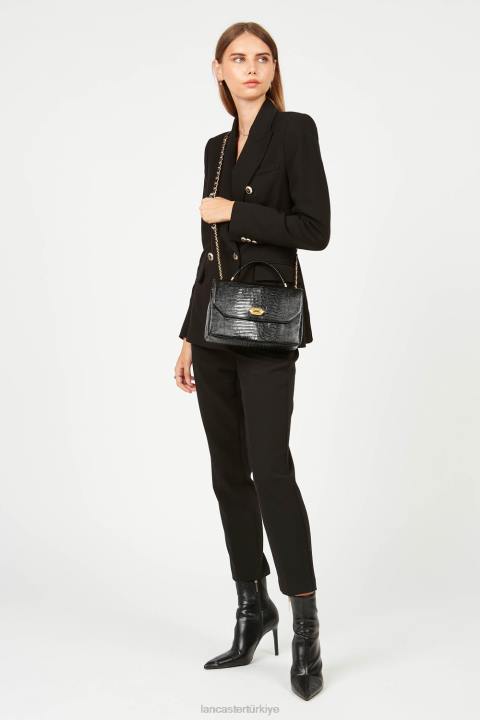kadınlar çapraz askılı çanta egzotik lezard ve timsah cn pah23 noir-lezard Lancaster Paris çanta H0LP1480