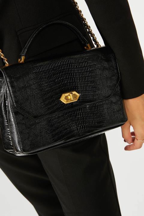 kadınlar çapraz askılı çanta egzotik lezard ve timsah cn pah23 noir-lezard Lancaster Paris çanta H0LP1480