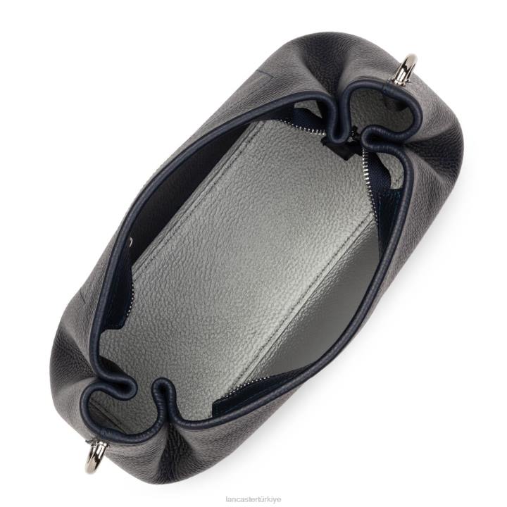 kadınlar çapraz askılı çanta foulonne çift kişilik bleu fonce-in-argent Lancaster Paris çanta H0LP1517