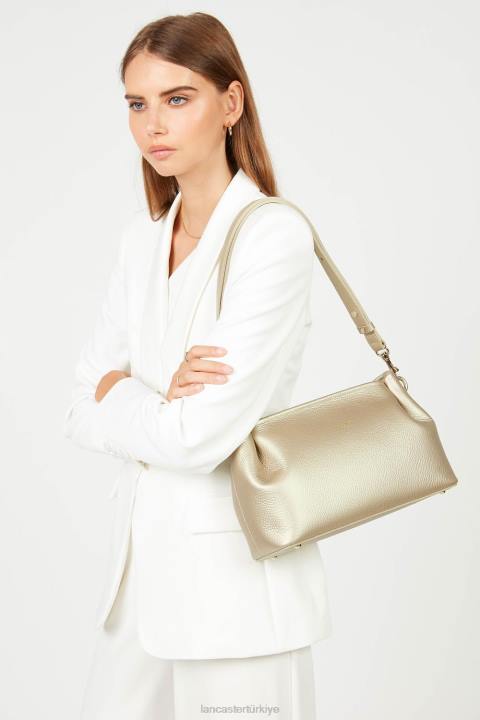 kadınlar çapraz askılı çanta foulonne çift kişilik çıplak şampanya Lancaster Paris çanta H0LP1514