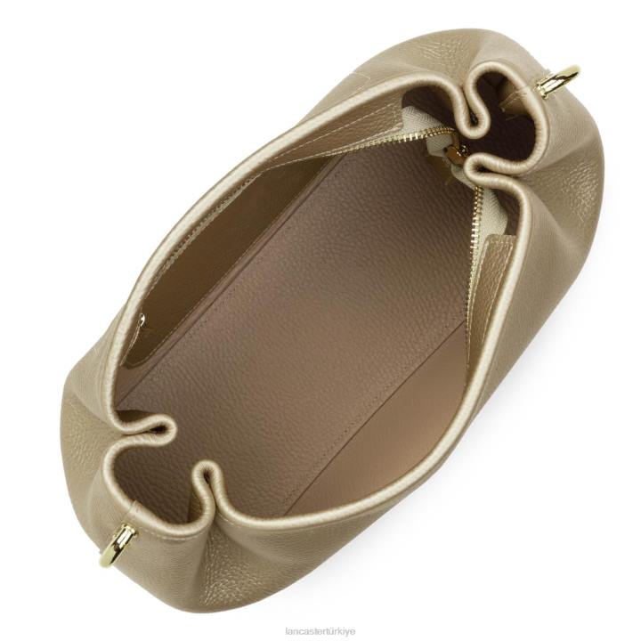 kadınlar çapraz askılı çanta foulonne çift kişilik çıplak şampanya Lancaster Paris çanta H0LP1514