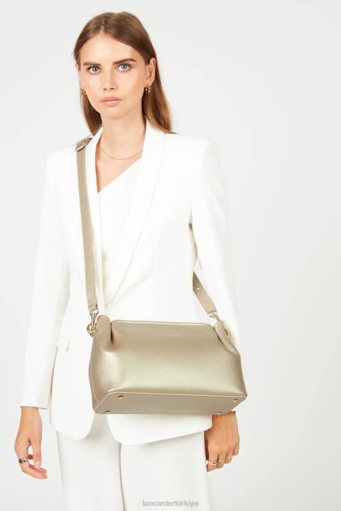 kadınlar çapraz askılı çanta foulonne çift kişilik çıplak şampanya Lancaster Paris çanta H0LP1514