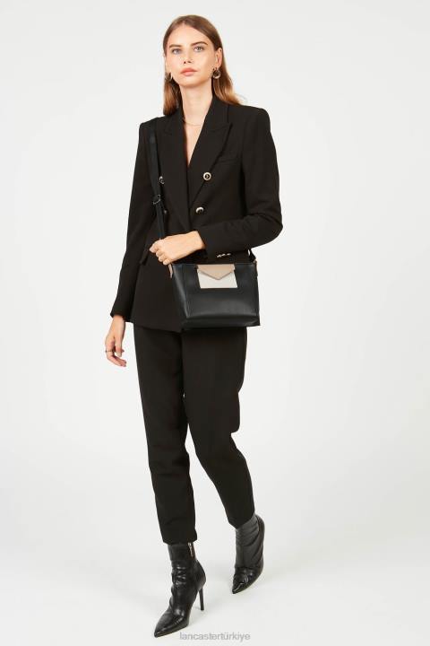 kadınlar çapraz askılı çanta maya modası noir-ekru-çıplak Lancaster Paris çanta H0LP1898