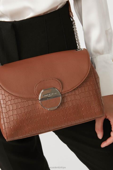 kadınlar çapraz askılı çanta pia hafif konyak timsahı Lancaster Paris çanta H0LP566