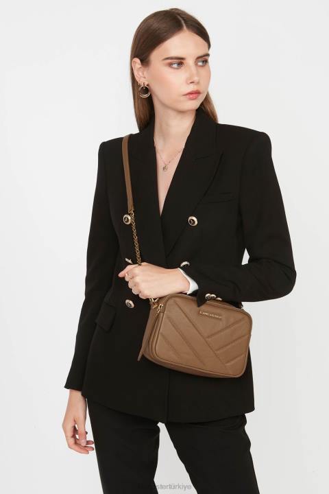 kadınlar çapraz askılı çanta yumuşak matelasse deve Lancaster Paris çanta H0LP1589