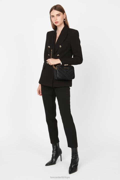 kadınlar çapraz askılı çanta yumuşak matelasse kara Lancaster Paris çanta H0LP1592