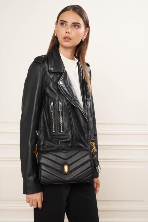 kadınlar çapraz askılı çanta yumuşak matelasse kara Lancaster Paris çanta H0LP2404