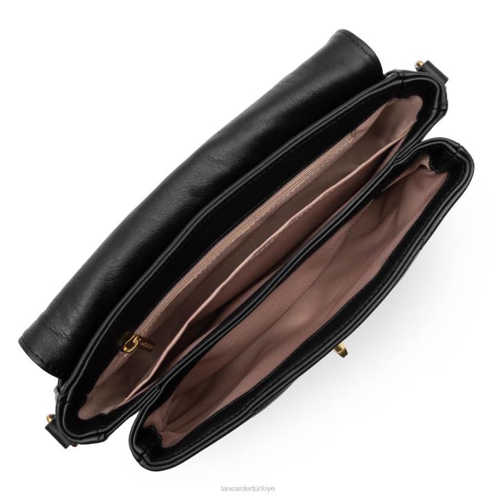 kadınlar çapraz askılı çanta yumuşak matelasse kara Lancaster Paris çanta H0LP2404