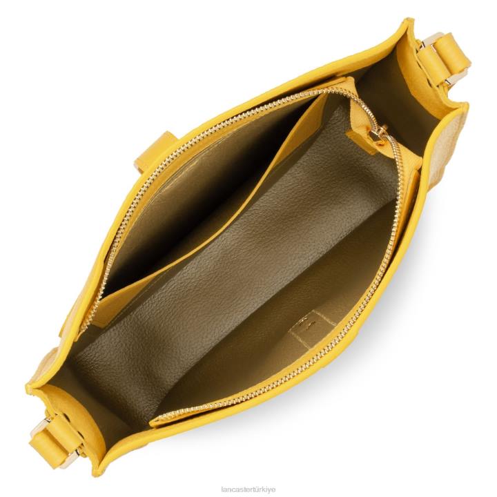 kadınlar büyük çapraz çanta foulonne çift kanca sarı-ya da Lancaster Paris çanta H0LP1550