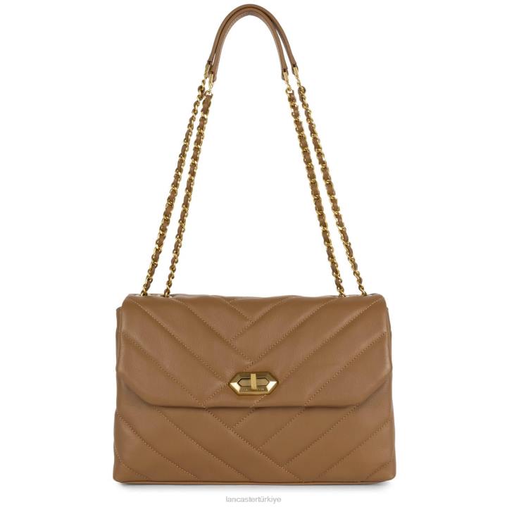 kadınlar büyük çapraz askılı çanta yumuşak matelasse deve Lancaster Paris çanta H0LP2005