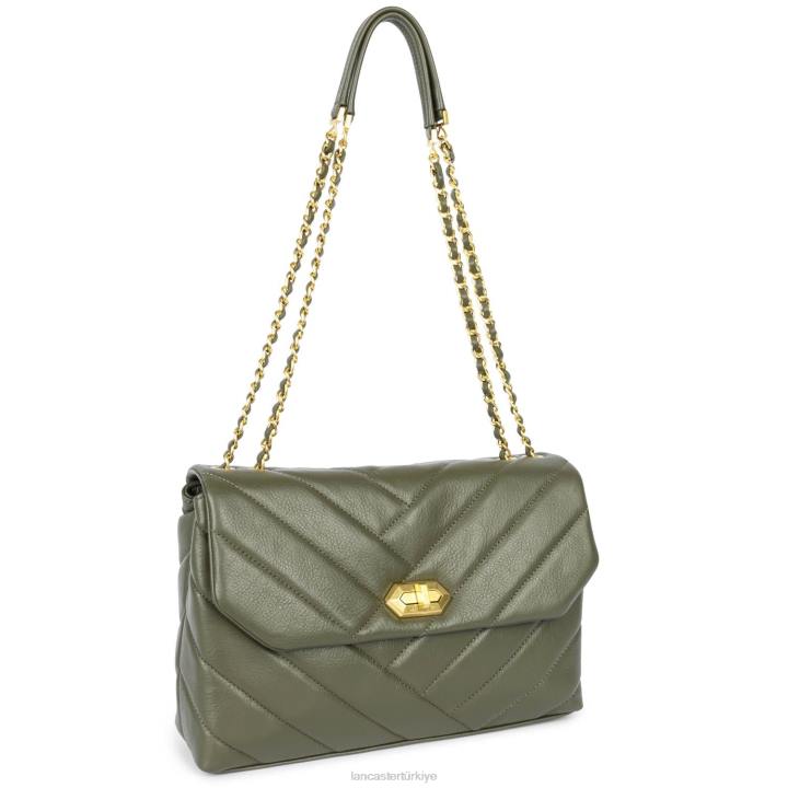 kadınlar büyük çapraz askılı çanta yumuşak matelasse kaki Lancaster Paris çanta H0LP2008
