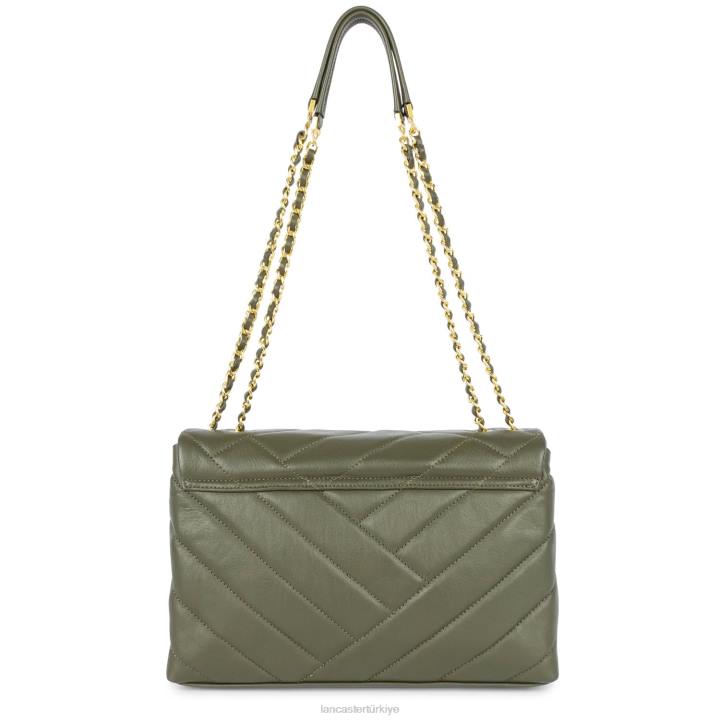 kadınlar büyük çapraz askılı çanta yumuşak matelasse kaki Lancaster Paris çanta H0LP2008